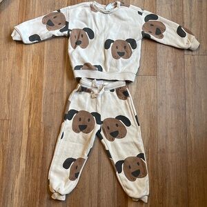 Zara plush dog sweatshirt and sweatpants set